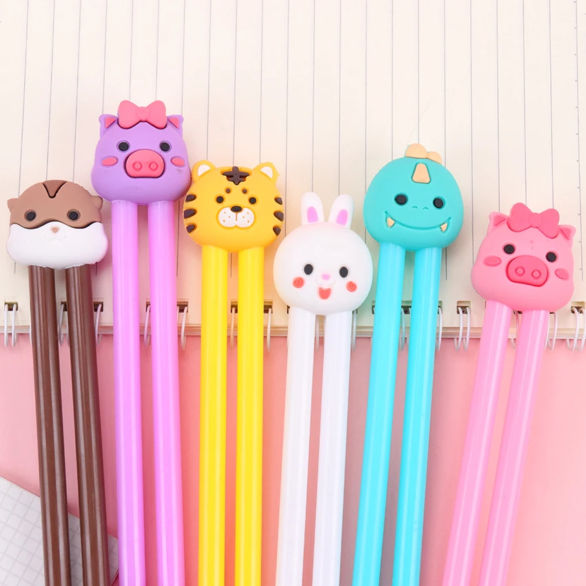 2 шт./пара ленивый штраф ручка 0,5 мм, принт с героями мультфильмов Kawaii, Животные записи пара гелевая ручка школы и офиса письменные принадлежности Канцтовары для студентов