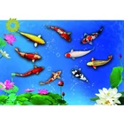 DIY алмазная живопись полный девять рыбы пейзаж с круглым алмазом вышивка мозаика украшения дома узор мозаика ручной работы Круглый стороны страз