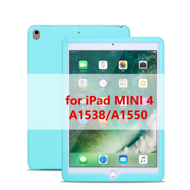 mini 4 mint green Tablet Silicone Case for iPad 9.7 Air 2 Case Soft Shockproof 360° Protection Back Shell Cover for iPad mini 2 3 4 Case - Цвет: mini 4 mint green