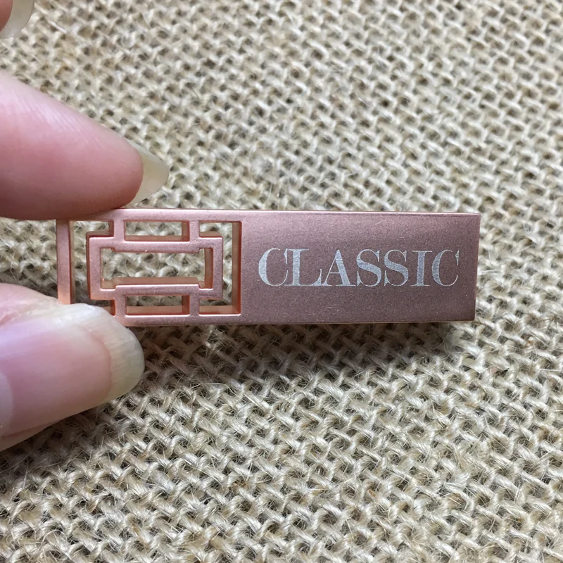 Розовое золото металлический Пользовательский логотип Cle USB флэш накопитель мини