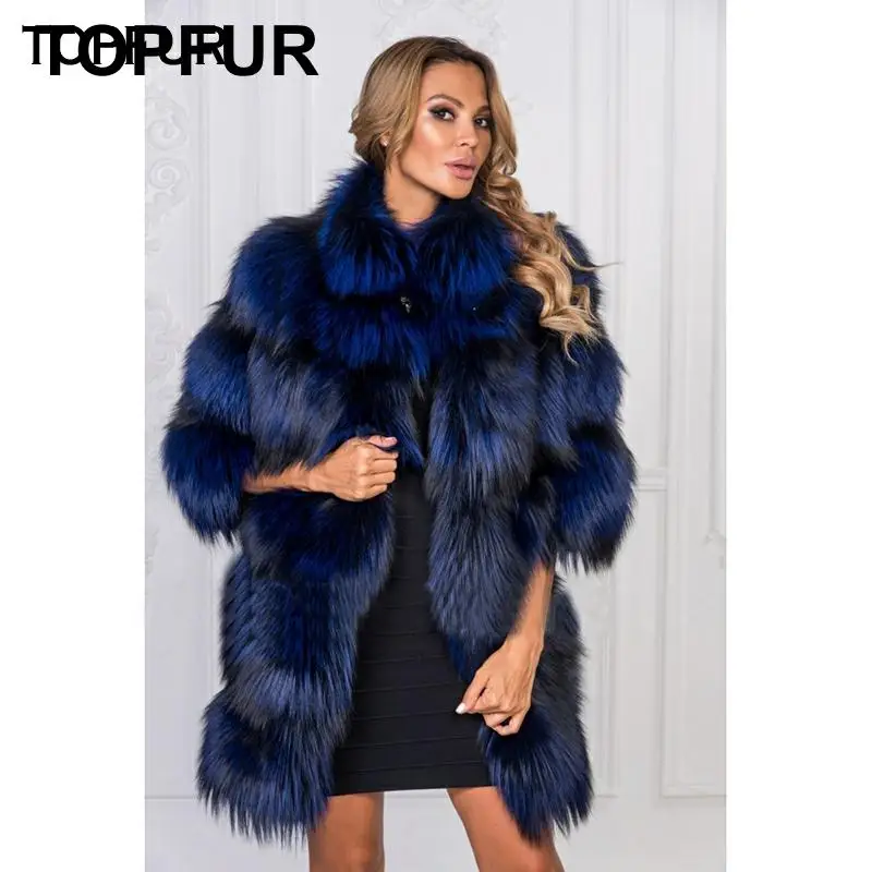 TOPFUR Новое модное зимнее женское пальто из натурального меха для женщин верхняя