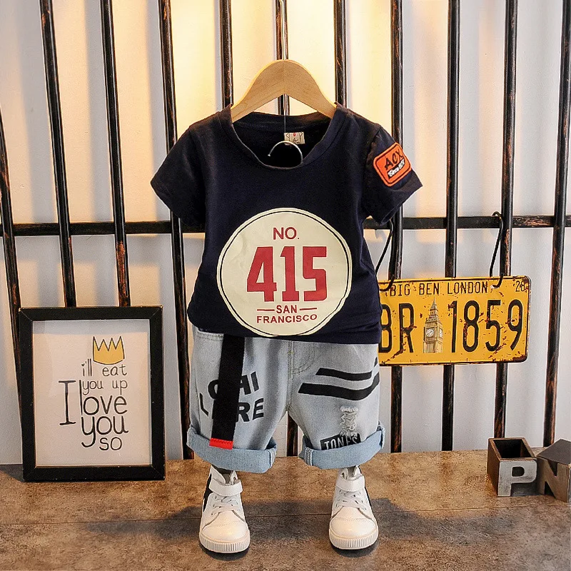 

Summer baby children soft shorts suit t-shirt todder boys kids Letter Print cute Boy Clothing Set for 2-7years