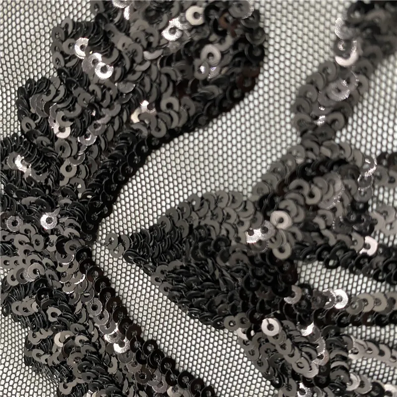 

Good quality customized luxury mesh metallic gold reversible geometric sequin fabric