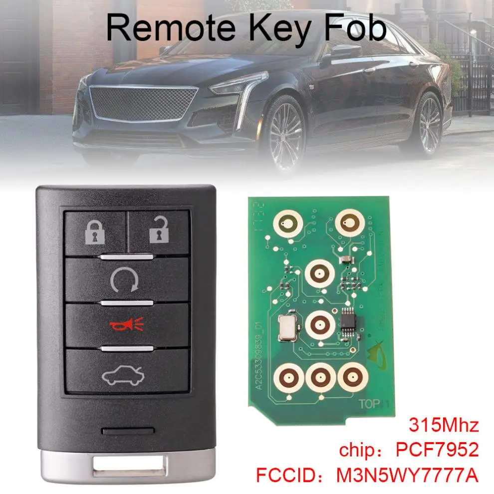 315 МГц 5 кнопок дистанционный ключ без ключа брелок Автомобильный m3n5wy77a подходит