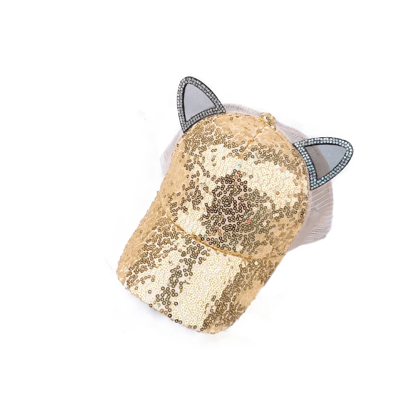 Модная детская шапка с блестками для родителей и детей летняя сетчатая бейсболка