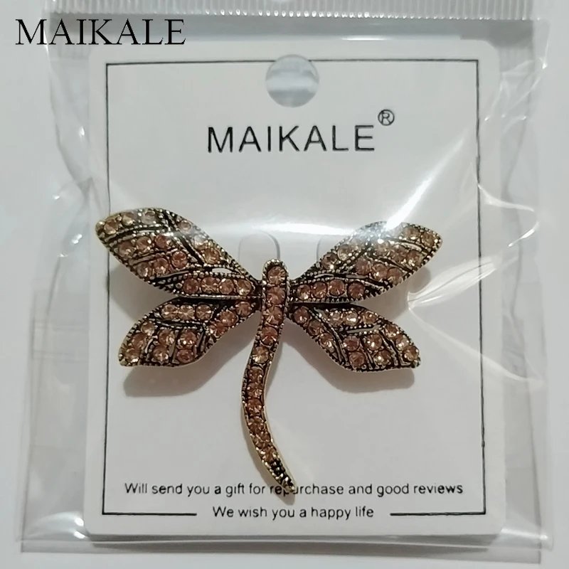 MAIKALE новая симпатичная стрекоза брошь на булавке хрустальные броши с насекомыми для женщин девочек рубашки детские подвесные аксессуары для сумок подарки