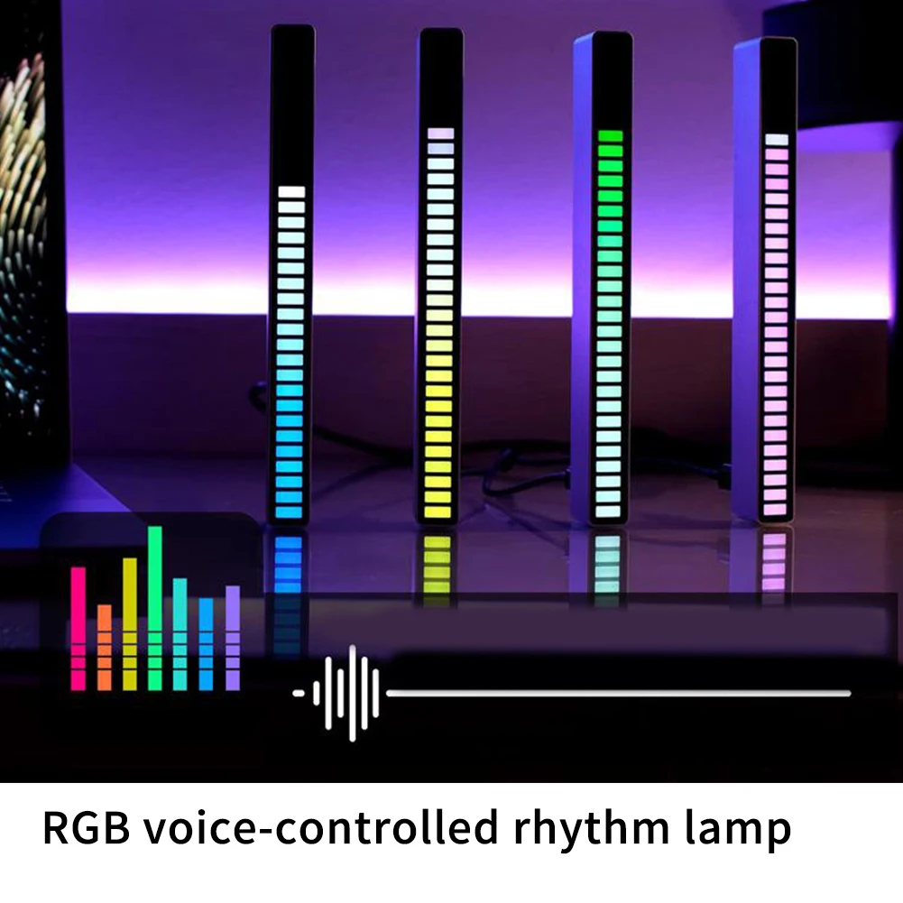 

Светодиодный светильник с голосовой активацией, автомобильная лампа с RGB-подсветкой, с USB, настраиваемая музыкальная лампа