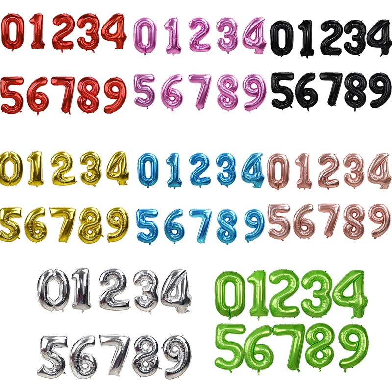 1 шт. 40 дюймов красочные большие воздушные шары из фольги в виде цифр гелиевые