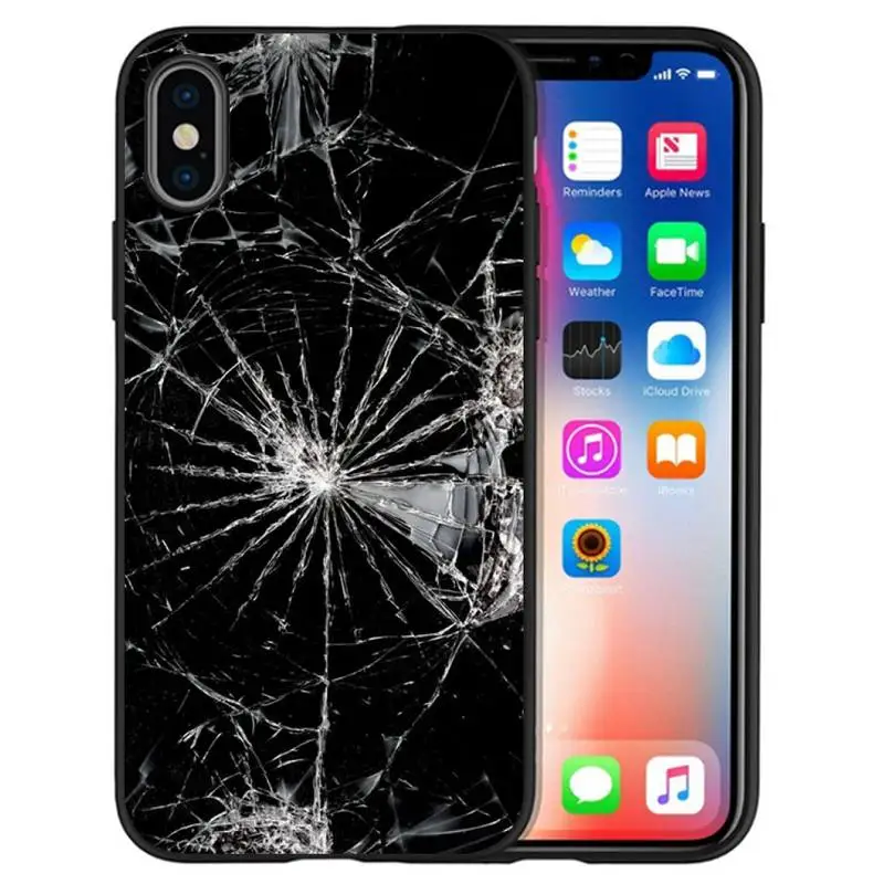 Чехол со сломанным стеклом для телефона IPhone 12 Pro X XS Max XR 7 8 Plus Mini 11 SE 2020 | Мобильные