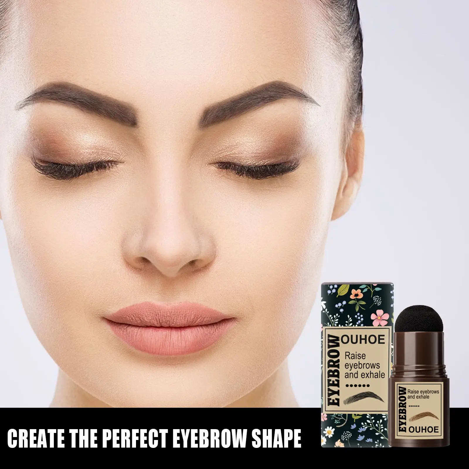 

One Step Eyebrow Stamp Kit Eyebrow Stamp Makeup Set Waterproof with 6 KInd Reusable Eyebrow Stencils Eyebrow Pen Brushes