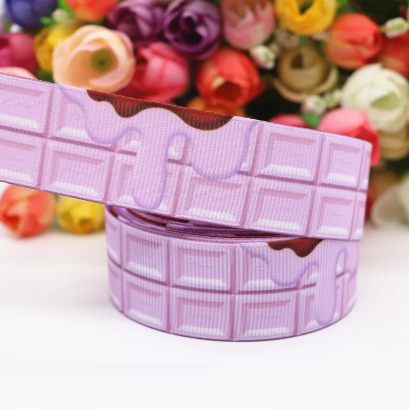 Двухсторонние ленты для волос с шоколадным принтом 10 ярдов 1 дюйм 25 мм материалы