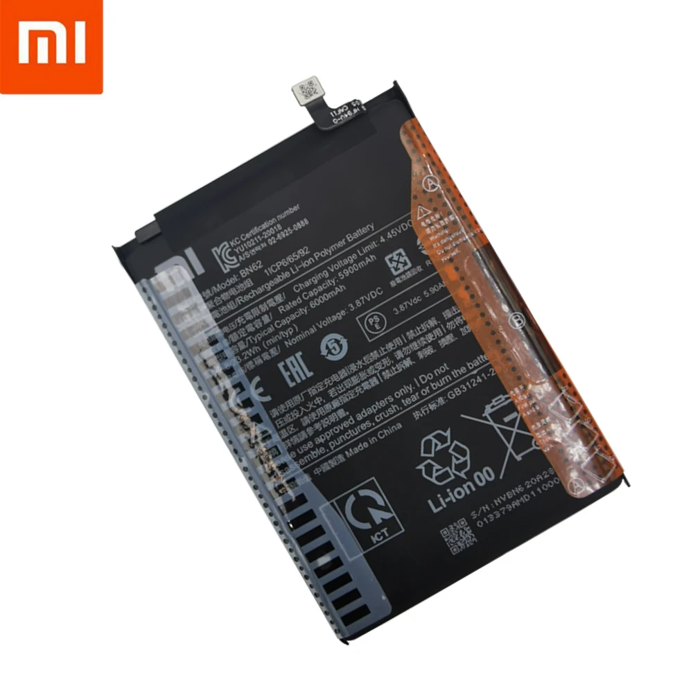 Xiao-bater&iacute;a BN62 Original para Xiaomi Pocophone, Poco M3, Redmi note 9, 9T, 100% mAh, con herramientas, 6000-3