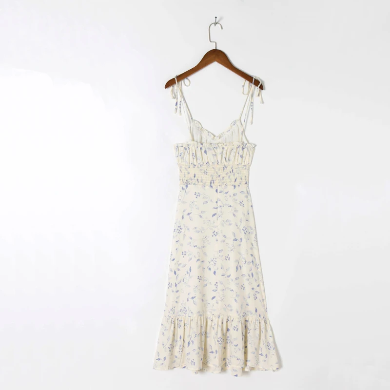 

Summer women's casual print stitching slim-fit suspender dress