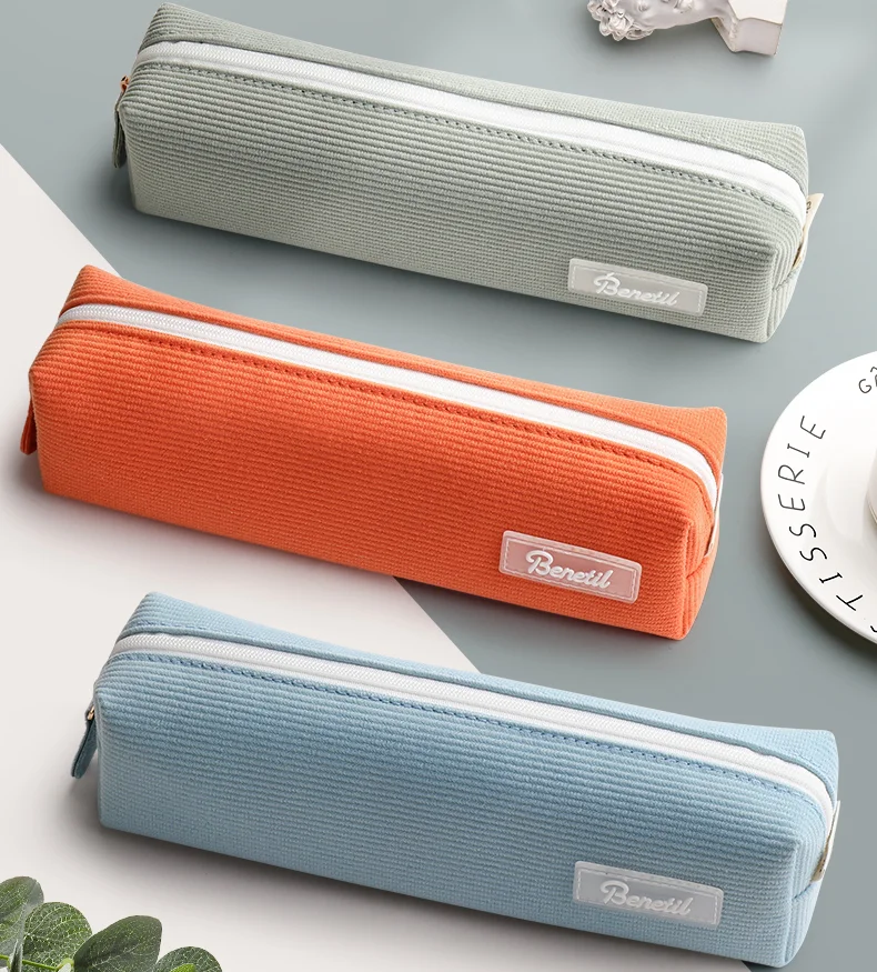 

1 Pcs Creative Corduroy Pencil Case School Stationery Storage Bag Kawaii Solid Color Pen Case Cute Pen Holder Gifts For Kid