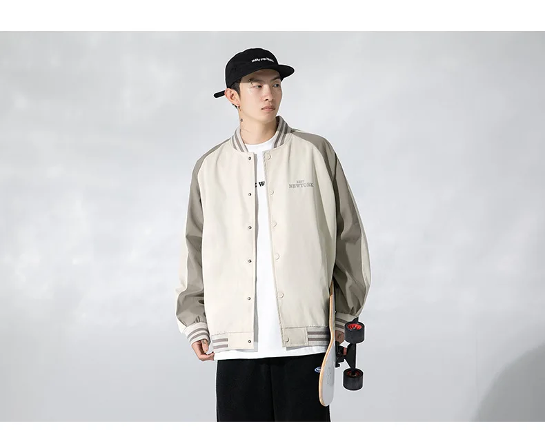 

Мужская куртка, новинка осень-зима 2021, бейсбольная куртка контрастного дизайна, трендовая универсальная повседневная мужская куртка