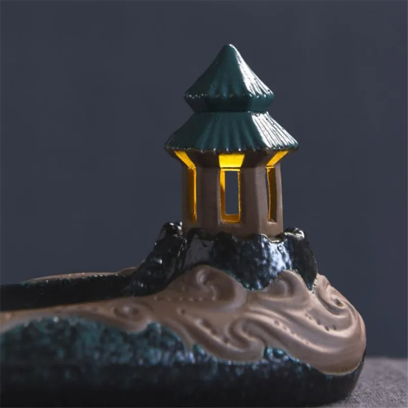 

Ceramic Chinese Incense Stick Burner Creative Pocelain Moon Tower Antique Aroma Bruciatore Incenso Censer Tea Home Decor EA6XXL
