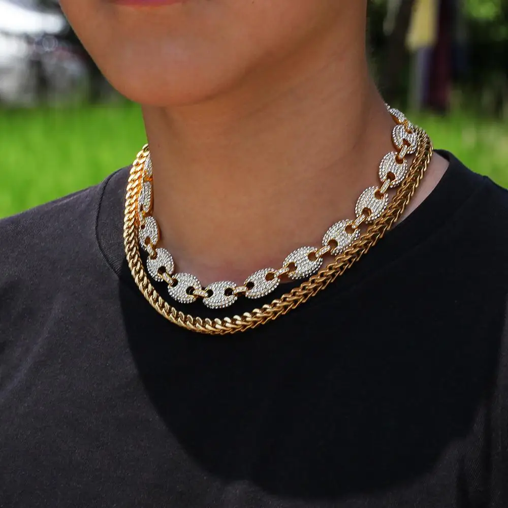 New Arrival 6mm width Men Necklace Gold Color Stainless Steel Cuban Link Chain Miami Bracelet Jewelry Set | Украшения и
