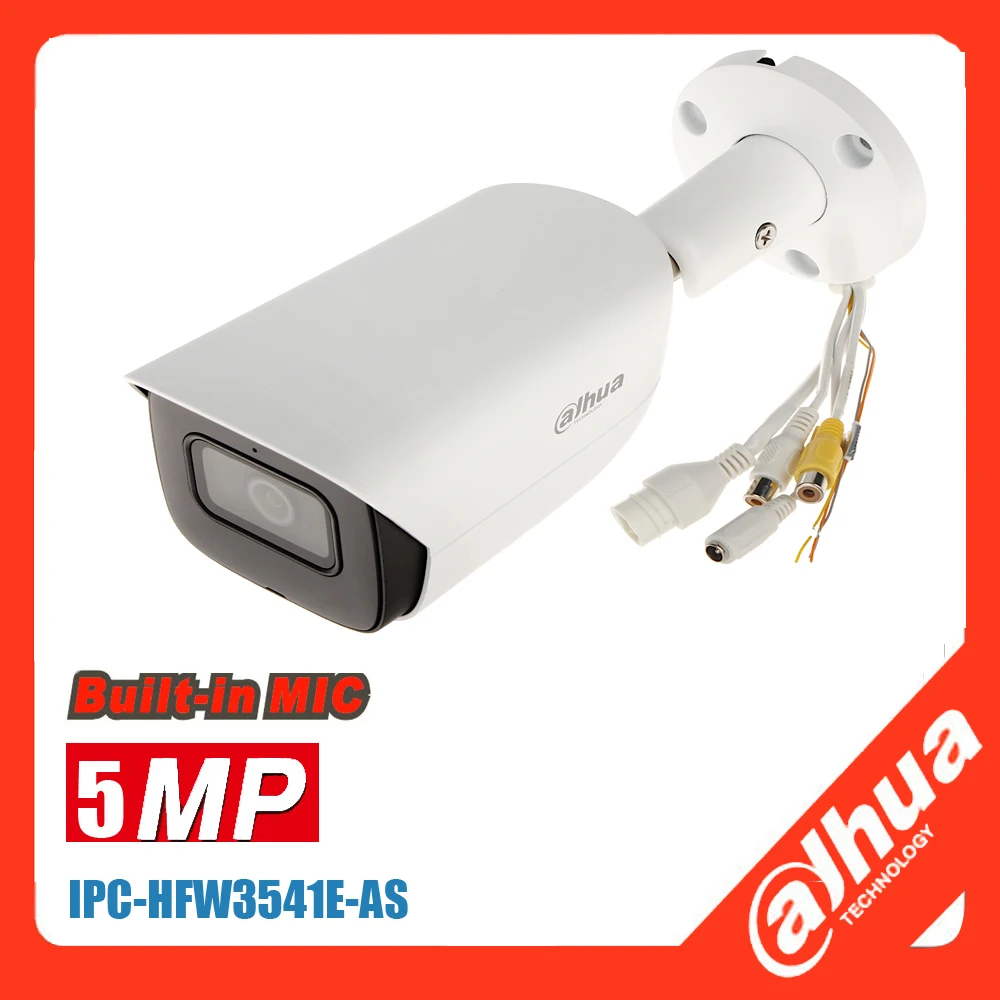 

original dahua mutil language 5MP IP camera IPC-HFW3541E-SA IPC-HFW3541E-AS POE IR 50m night vision cctv microphone IR LED