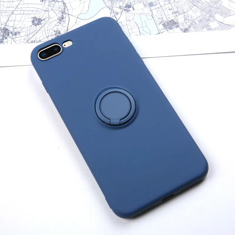 Blue Мягкий силиконовый чехол для iPhone XR 11 Pro 6S XS Max XS X R 7 8 6 кольцо держатель подставка противоударный силиконовый чехол для iPhone iPhone11 - Цвет: Blue