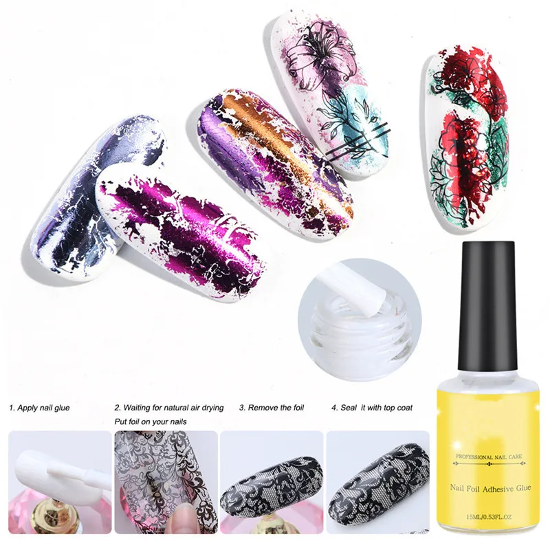 

15ml Nail Glue For Transfer Foil Sticker Nail Foil Adhesive Polish Gel Starry Paper Print Foils Wraps Nail Manicure Decoration
