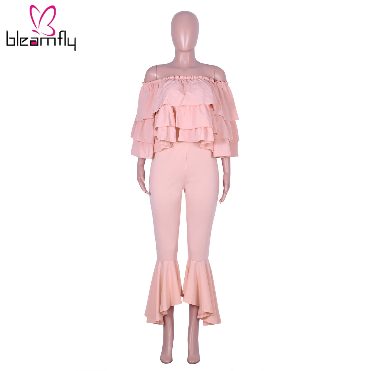 Женские осенние с открытыми плечами ниспадающие оборки блузки рубашка клеш