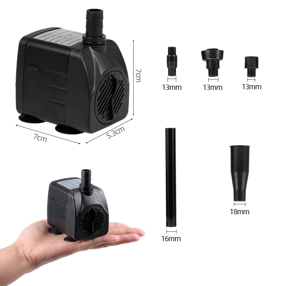 Мини погружной водяной насос с светодиодный подсветкой для аквариума подводный