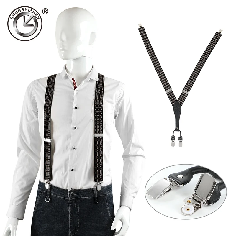 4 Clips  Mens  Braces Suspenders  Casual Suspensorios Trousers Strap  Gift For Dad High Quality Tirantes