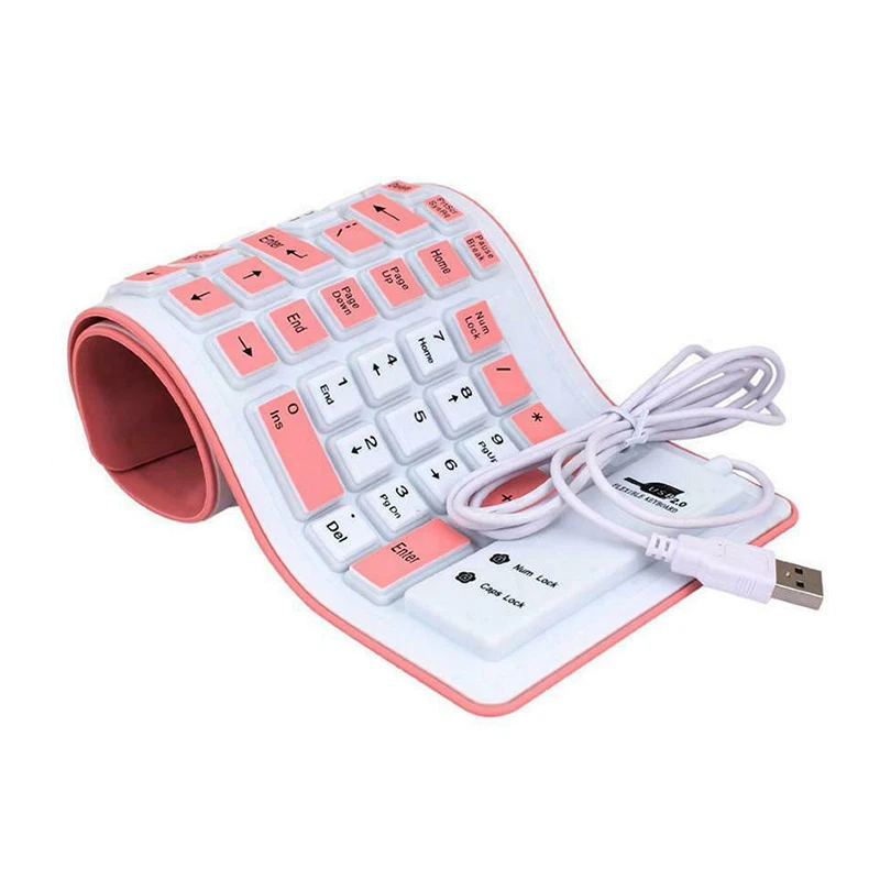 Складная силиконовая клавиатура USB Проводная Водонепроницаемая для дома Гибкая