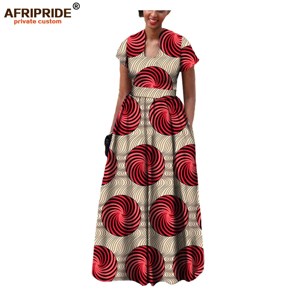 AFRIPRIDE/платье в африканском стиле для женщин; коллекция года; сезон осень; Короткие рукава с поясом; Длина до пола; вечерние платья в богемном стиле; A7225117