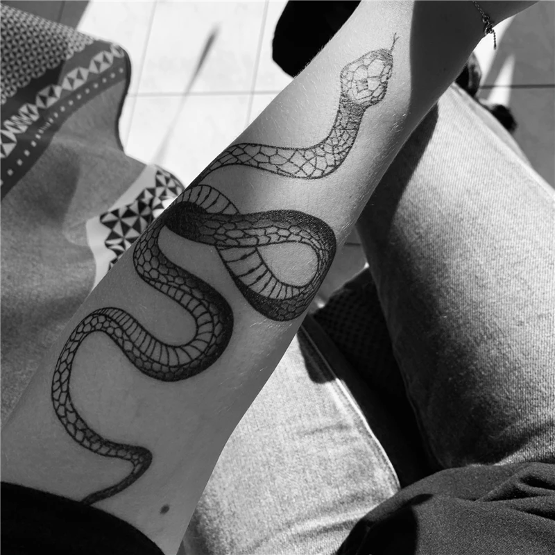 Большой черный Временные татуировки питона Анаконда Дракон Tatuajes Temporales