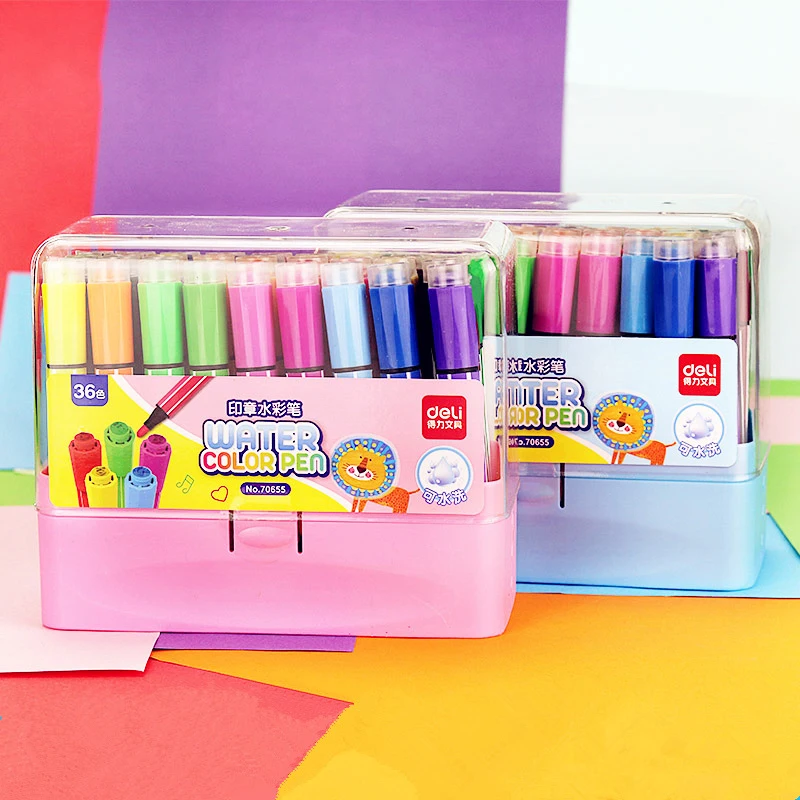 

Cute Child Drawing Pen Stamp Child Seal Band Seal Washable Watercolor Pen Graffiti Art Mark Painting Pen 12/18/24/36 Color Suitt