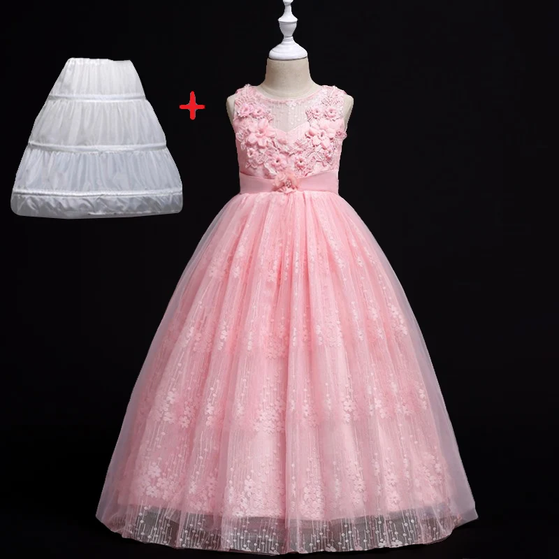 as pictures Wedding Party Dress for Girls Lace First feast princess Long Dress New Exchange Dress Ball Beauty Sexy Shoulder Dress - Цвет: as pictures