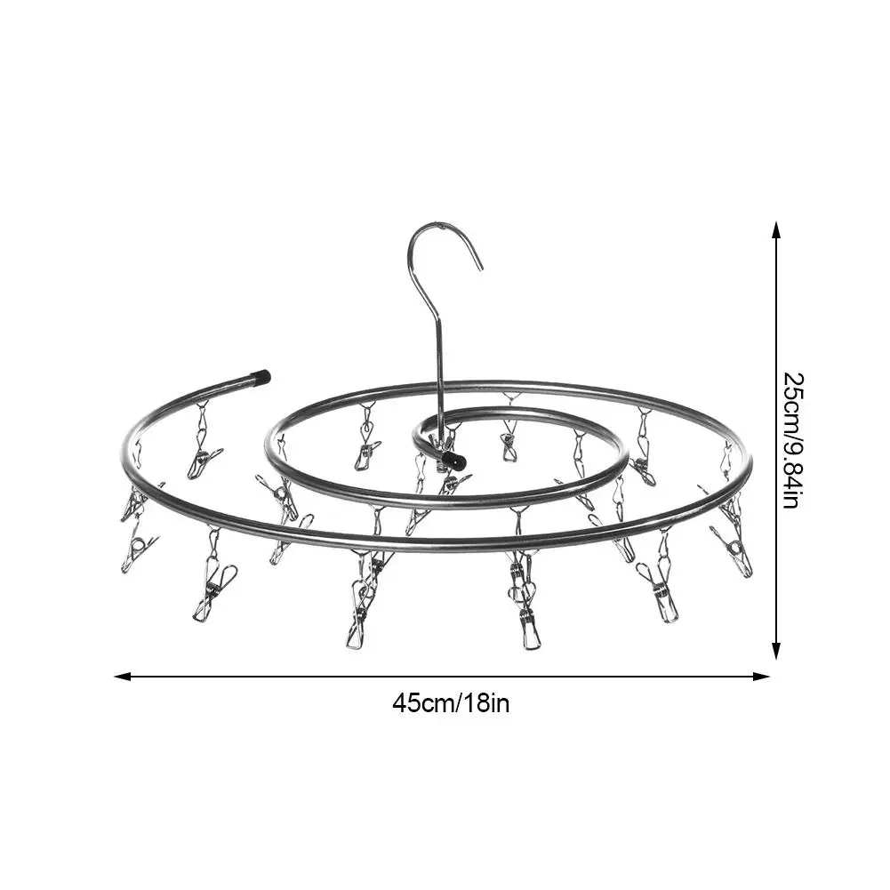 

Stainless Steel Drying Rack With Clips Blanket Sheets Hanger Socks Towels Diapers Bras Spiral Drying Hanger Save Space Hanger