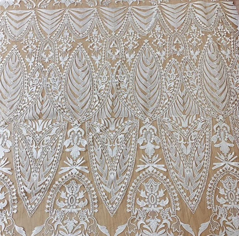 130 см в ширину высокое качество большой узор великолепное белое Тюлевое