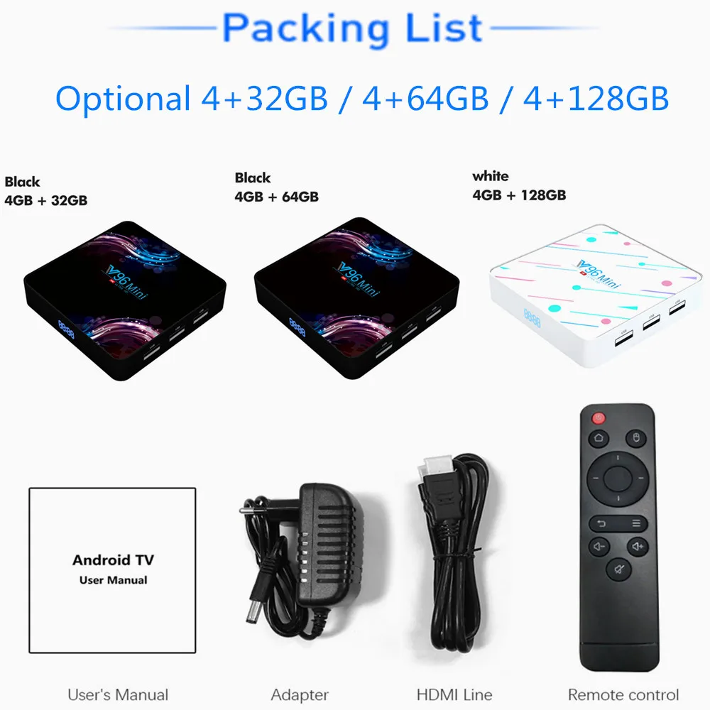 V96 H6 Cortex A53 Смарт ТВ приставка Android 9 0 4 Гб + 32 ГБ 64 128 медиаплеер HD 6K Google Voice Assistand