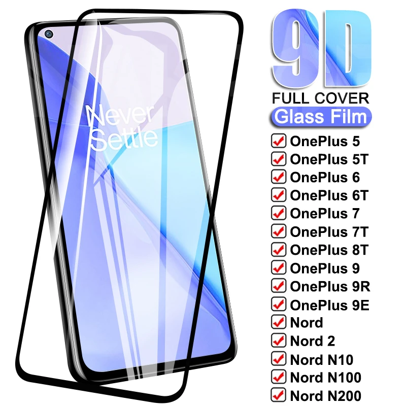 

9D полное покрытие закаленное стекло для OnePlus 9 9R 9E 8T 7 7T 6 6T 5 5T защитная пленка OnePlus Nord 2 CE N10 N100 N200 защитное стекло