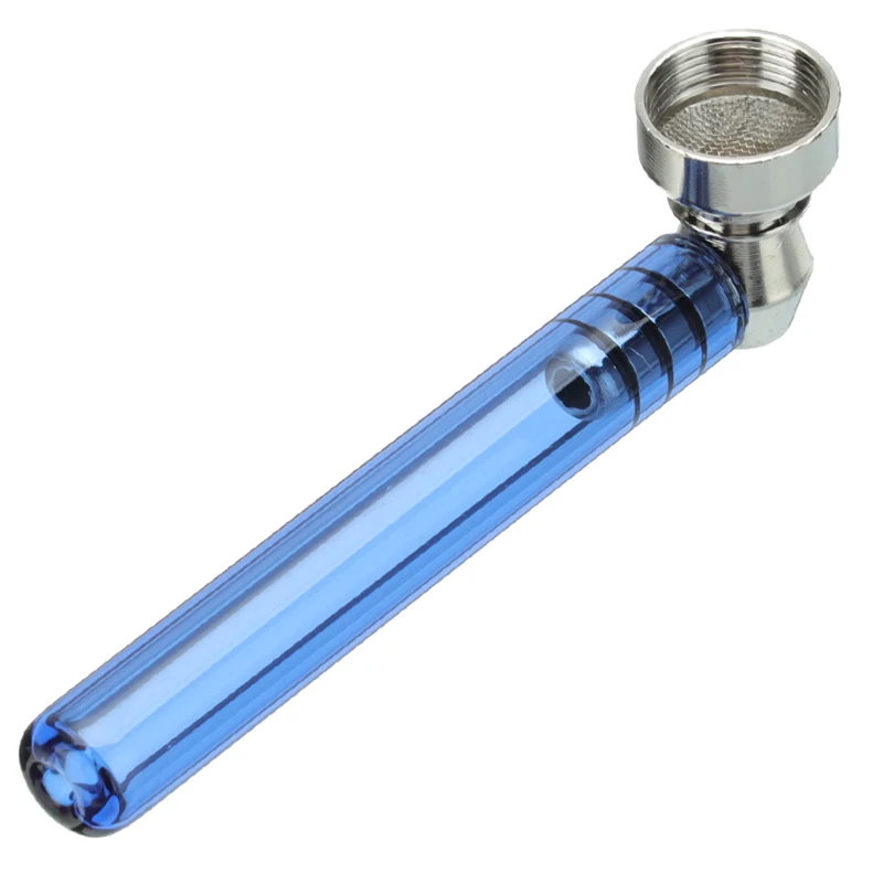 Стеклянные дымчатые трубки с металлической чашей съемная портативная карманная