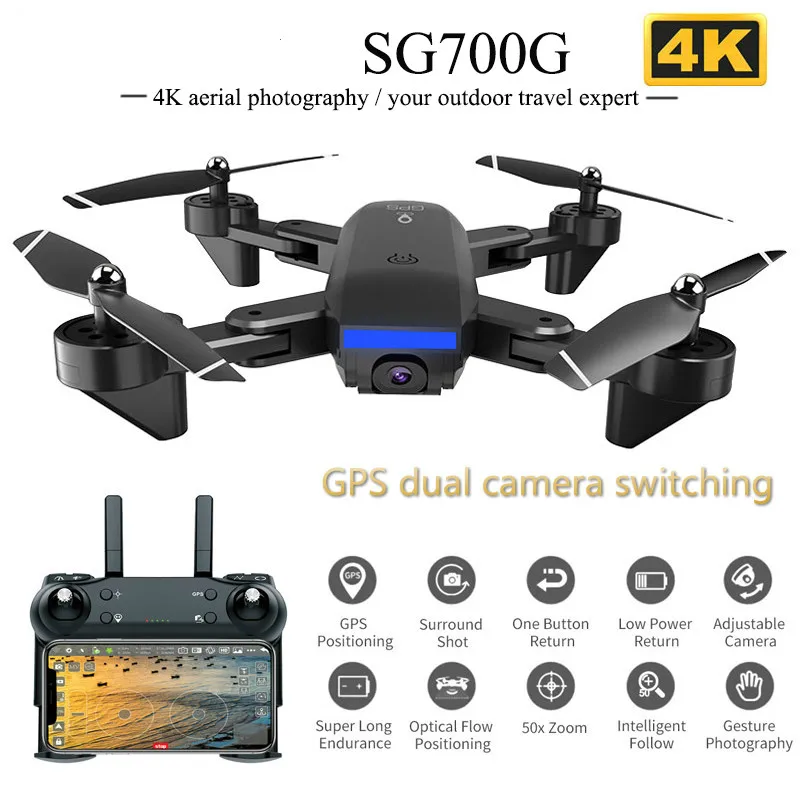 

Sg700g Gps Drone With 4k Hd Adjustment Camera Wide Angle 5g Wifi Fpv Rc Quadcopter Professional Foldable Drones VS S167