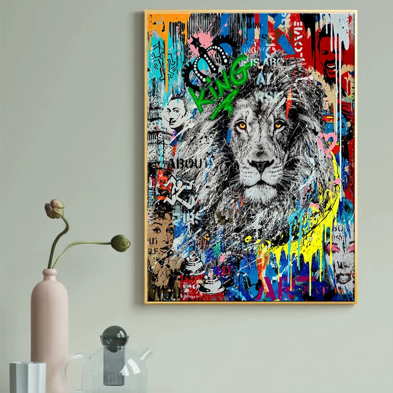 

Граффити Искусство Животные дневные плакаты и принты уличное искусство настенные картины домашнее украшение для стен квадратные