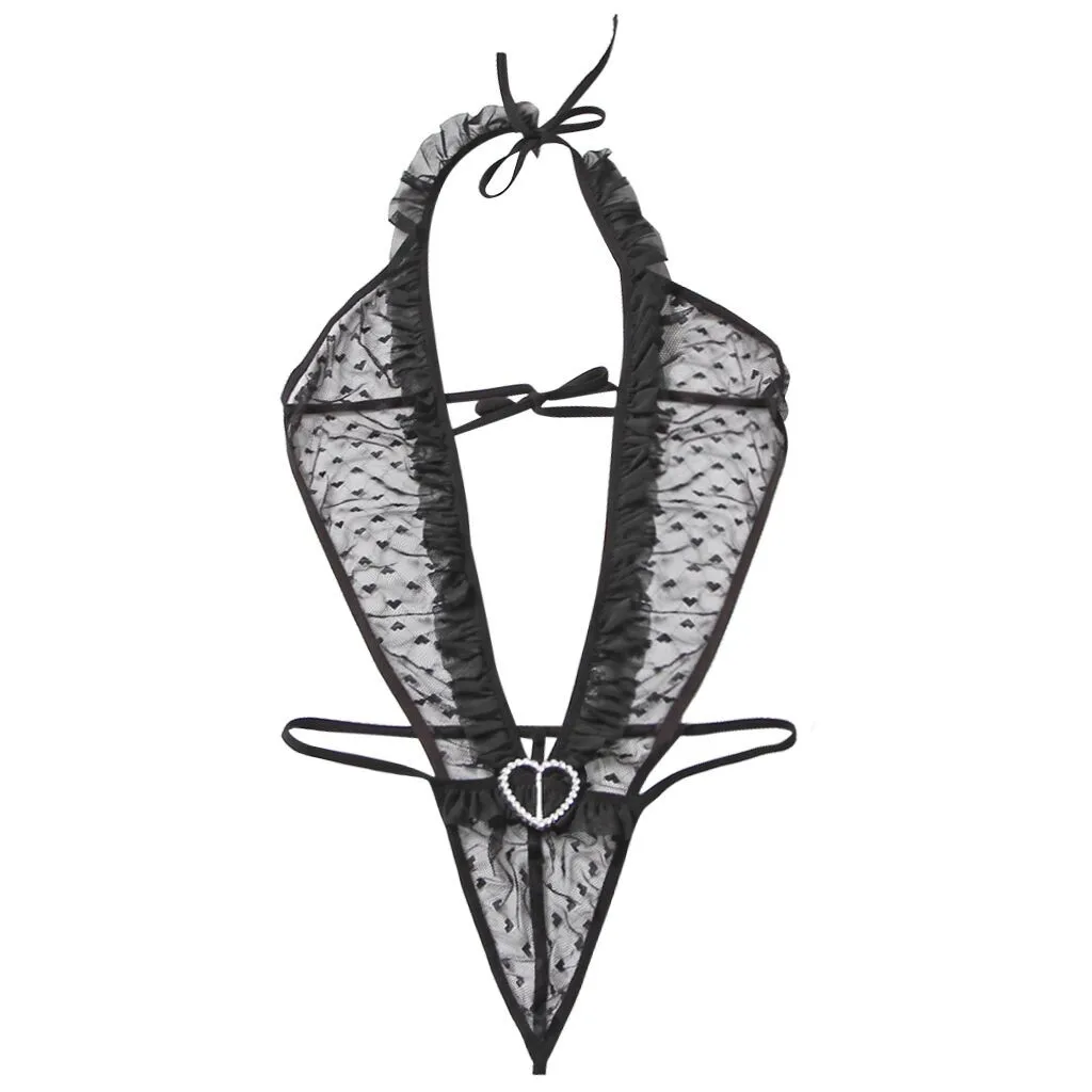 Для женщин V Пижама с воротником женское белье без рукавов кружевное нижнее