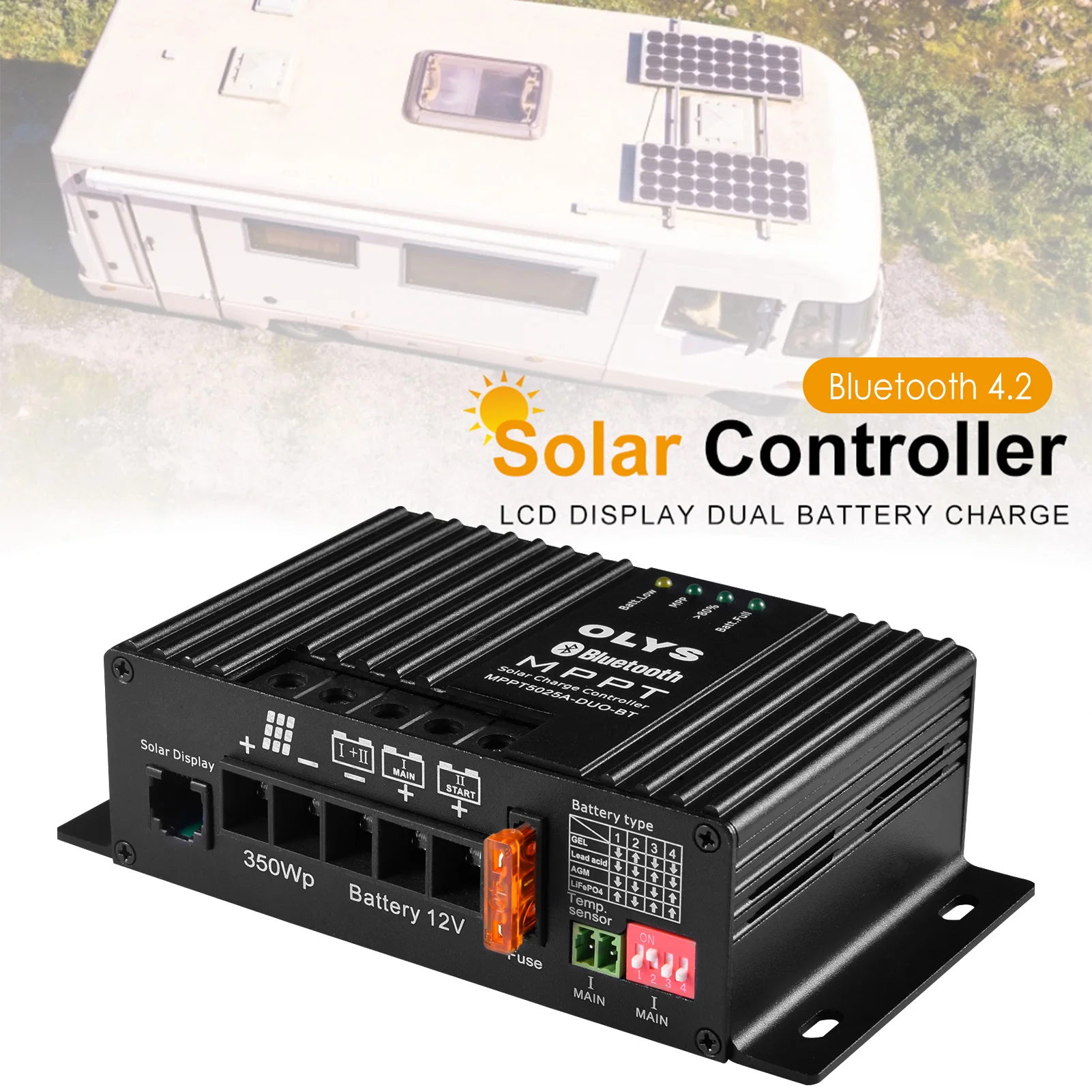 

25A MPPT Solar Charge Controller 12V Auto Solar Panel Battery Charge Controller Voltage Regulator and Bluetooth Module