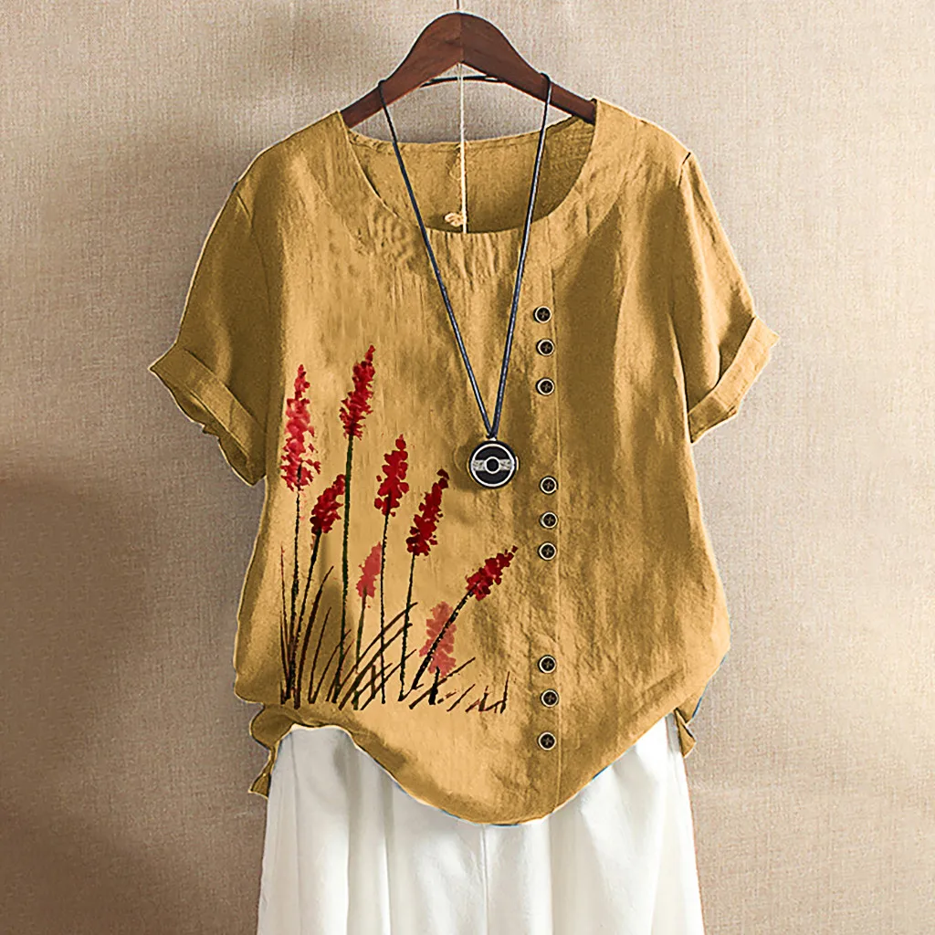 Женская летняя блузка с вышивкой элегантная льняная коротким рукавом и