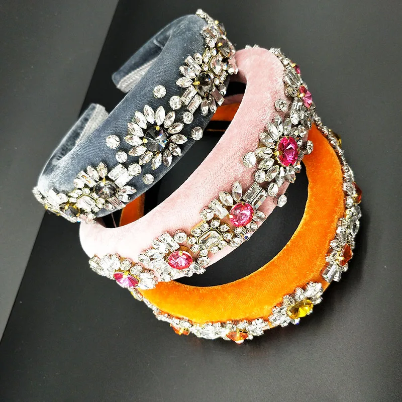 Бархатная жемчужная Стразы мягкая Хрустальная повязка на голову для женщин