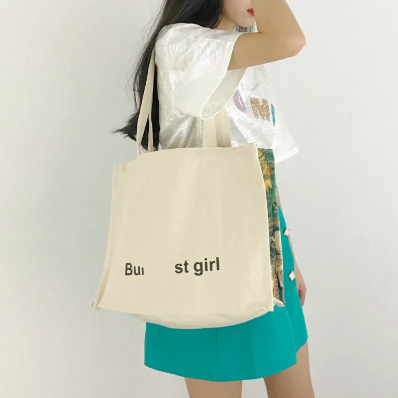 

Fashion Personalized Series Single Shoulder Bag Letter Printing Shopping Large Capacity Canvas Schoolbag Handbag