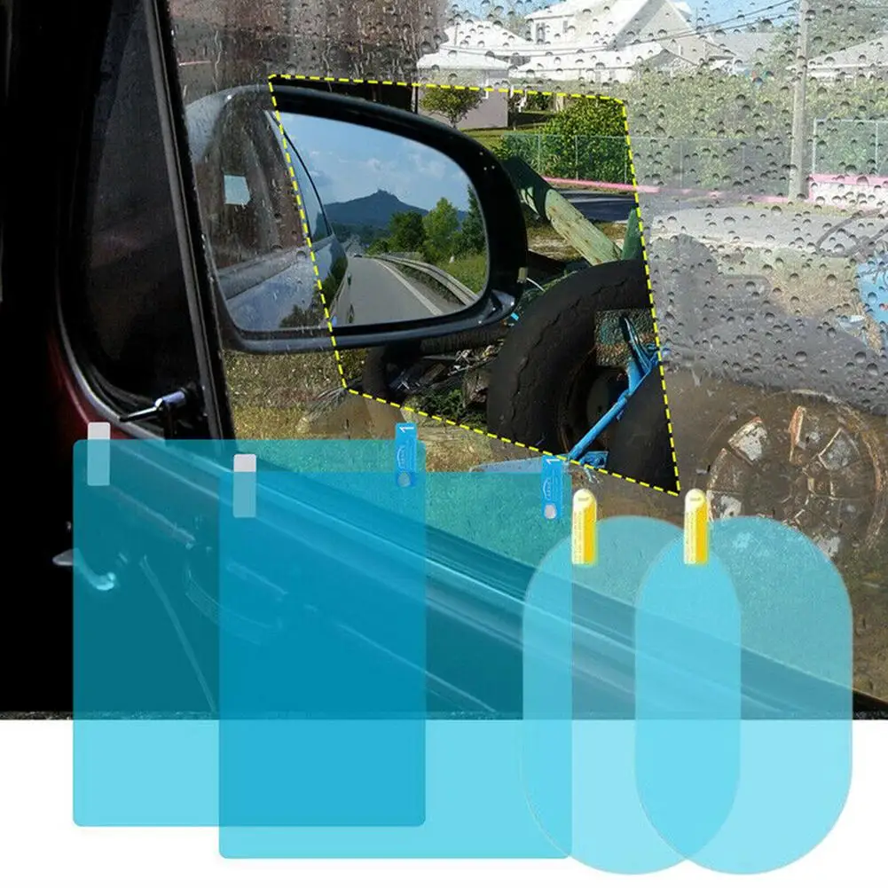

4pcs Car Rain Rearview Mirror Films Waterproof Anti-Fog Car Mirror Rain Cover Anti-rain Car Window Rain Protector Glass Film