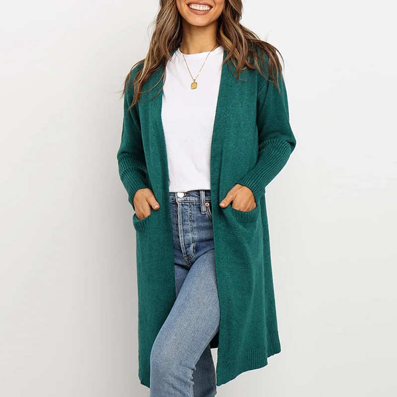 Женский трикотажный кардиган однотонный вязаный свитер с открытыми передними