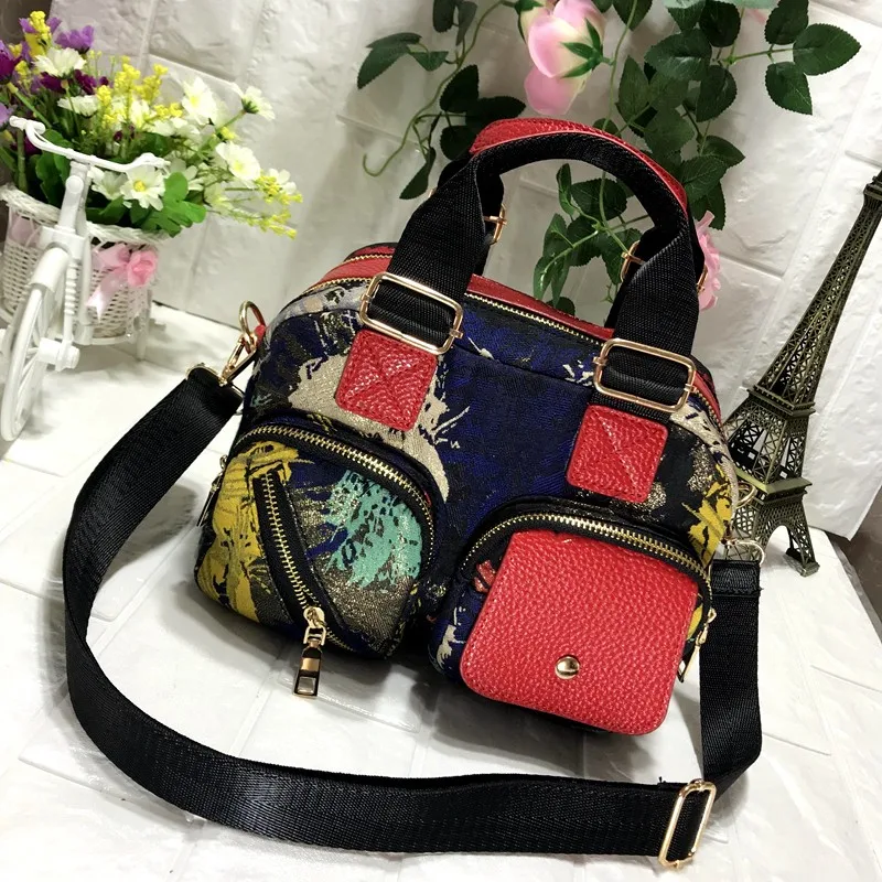 New Fashion Floral Printed Totes Bag Women Pocket Casual Shoulder Multifunctional Handbag Lightweight Packing Crossbody Bags | Багаж и