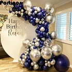96 шт. светящиеся синие воздушные шары-гирлянды арки с серебристыми хромированными латексными шариками для свадьбы, дня рождения, украшения на новый год