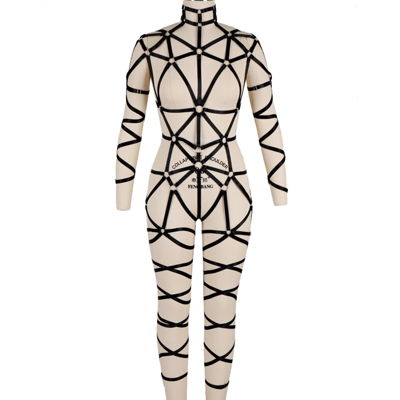 

Черное бондажное белье, сексуальный женский бюстгальтер в виде клетки на груди, эротический корсет, пояс для чулок, танцевальная одежда, клубная одежда