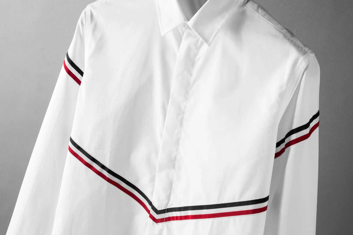 Minglu протектор белая лента мужские рубашки роскошный Твердый Цвет с длинным